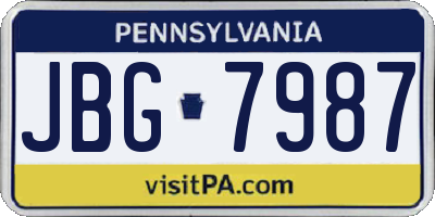 PA license plate JBG7987