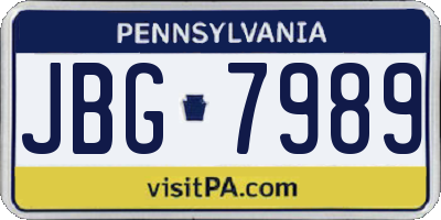 PA license plate JBG7989