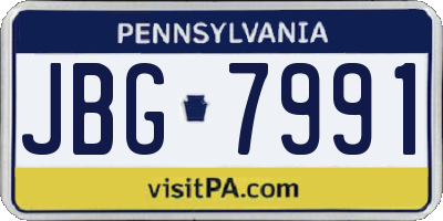 PA license plate JBG7991