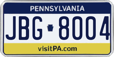 PA license plate JBG8004