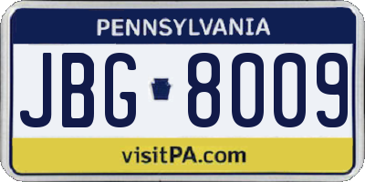 PA license plate JBG8009