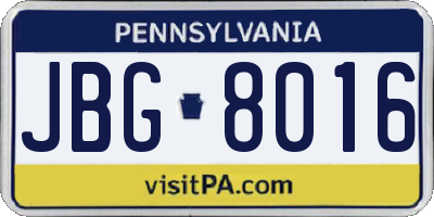 PA license plate JBG8016