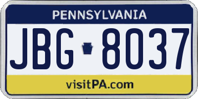 PA license plate JBG8037