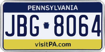 PA license plate JBG8064