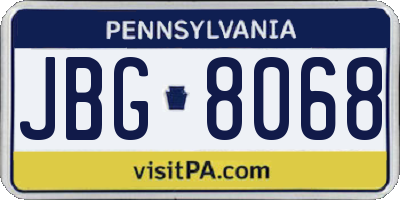 PA license plate JBG8068