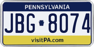 PA license plate JBG8074