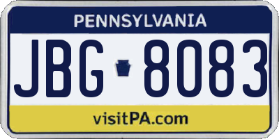 PA license plate JBG8083