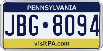 PA license plate JBG8094
