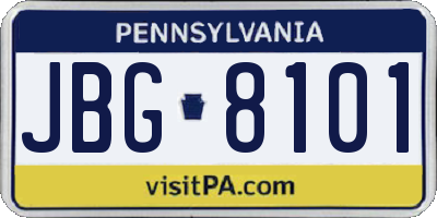 PA license plate JBG8101