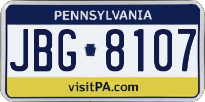 PA license plate JBG8107