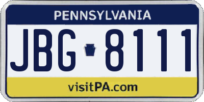 PA license plate JBG8111