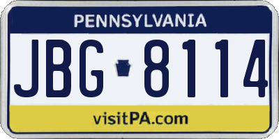 PA license plate JBG8114