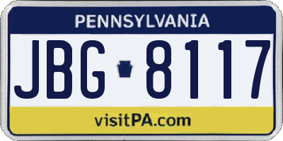 PA license plate JBG8117