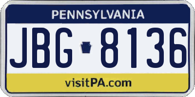 PA license plate JBG8136