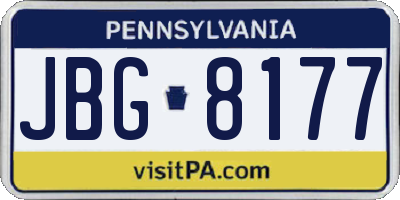 PA license plate JBG8177