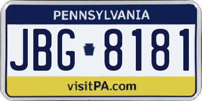PA license plate JBG8181