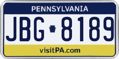 PA license plate JBG8189