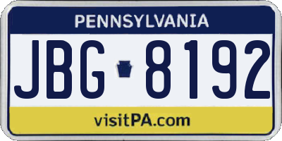PA license plate JBG8192