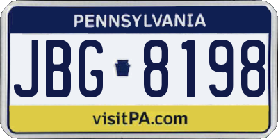 PA license plate JBG8198