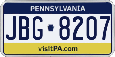 PA license plate JBG8207