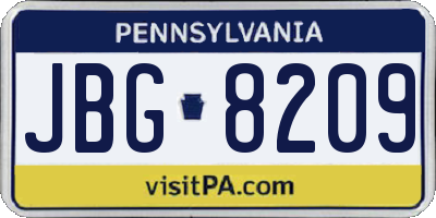 PA license plate JBG8209