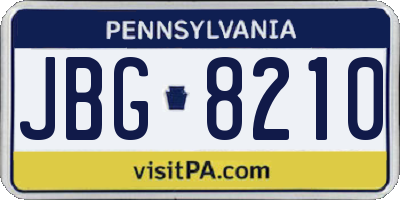 PA license plate JBG8210