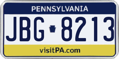 PA license plate JBG8213