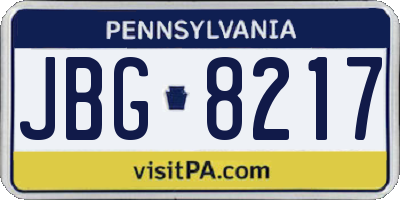 PA license plate JBG8217
