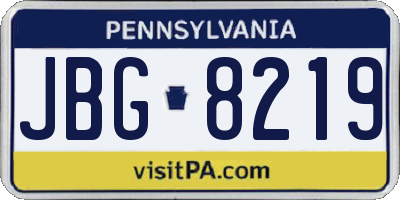 PA license plate JBG8219