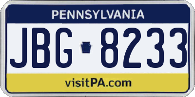 PA license plate JBG8233