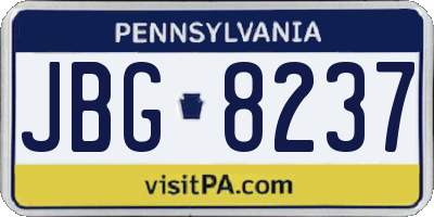 PA license plate JBG8237