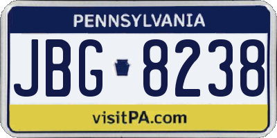 PA license plate JBG8238
