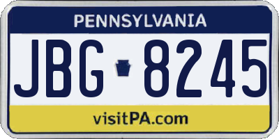 PA license plate JBG8245