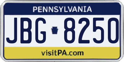 PA license plate JBG8250