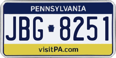 PA license plate JBG8251