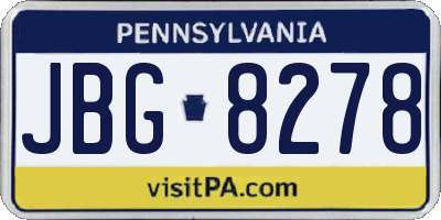 PA license plate JBG8278