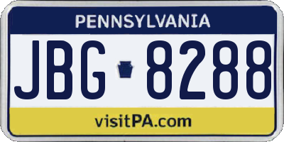 PA license plate JBG8288