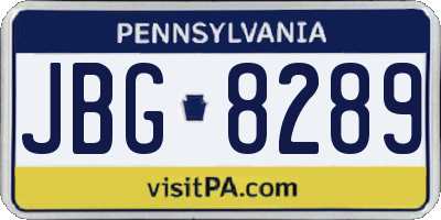 PA license plate JBG8289