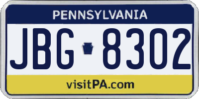 PA license plate JBG8302