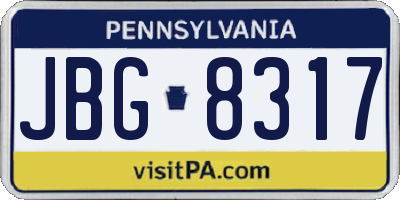 PA license plate JBG8317