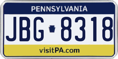 PA license plate JBG8318