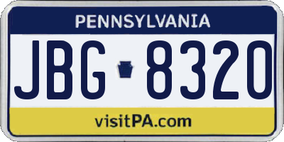 PA license plate JBG8320