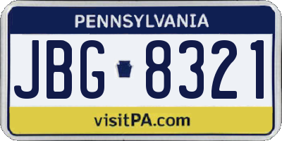 PA license plate JBG8321