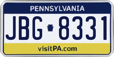 PA license plate JBG8331