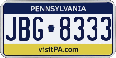 PA license plate JBG8333