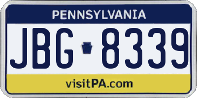 PA license plate JBG8339
