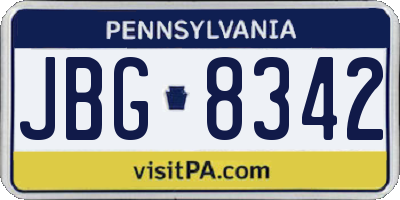 PA license plate JBG8342