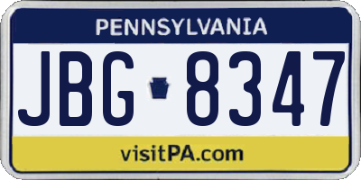 PA license plate JBG8347