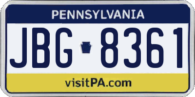 PA license plate JBG8361