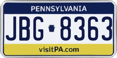 PA license plate JBG8363